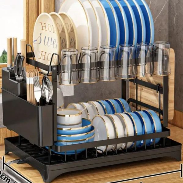 2 Layer Advanced Dishrack with Glass Hooks